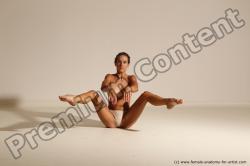 Nude Gymnastic poses Woman White Moving poses Slim long brown Dynamic poses Pinup